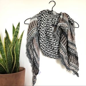 maurices | gray & taupe fringe Aztec scarf